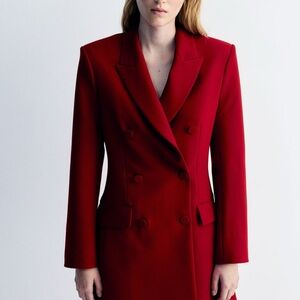 H&M Red Double-Breasted Midi Dress